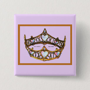 Queen of Hearts Yellow Gold Crown Tiara pink lilac Button