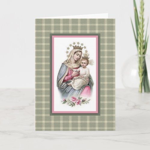 Queen of Heaven Blessed Virgin Mary Baby Jesus Card