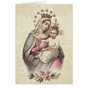 Queen of Heaven Blessed Virgin Mary Baby Jesus Cards