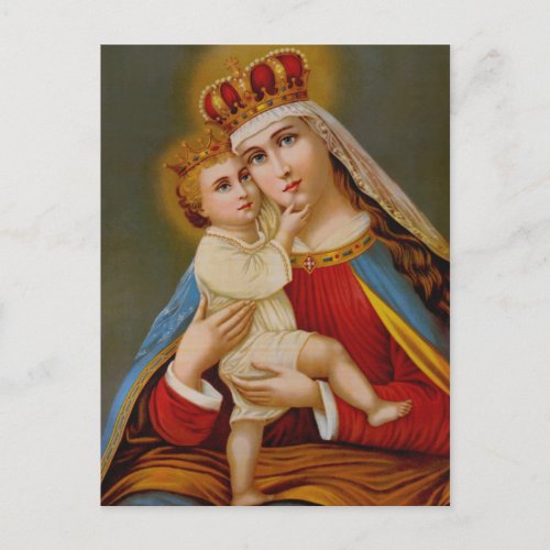 Queen of Heaven Blessed Virgin Mary Baby Jesus Postcard