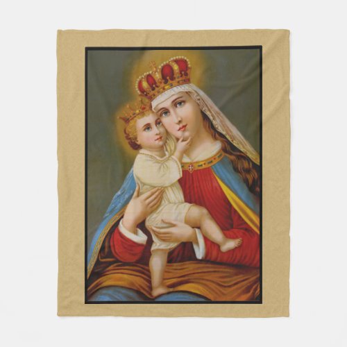 Queen of Heaven Blessed Virgin Mary Jesus Catholic Fleece Blanket