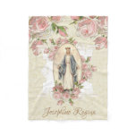 Queen of Heaven Blessed Virgin Mary Pink Roses Fleece Blanket Queen of Heaven Blessed Virgin Mary Pink Roses Fleece Blanket