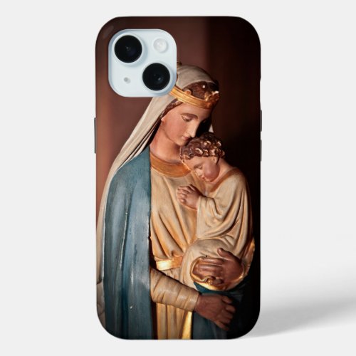 Queen of Heaven Virgin Mary Baby Jesus Christian iPhone 15 Case