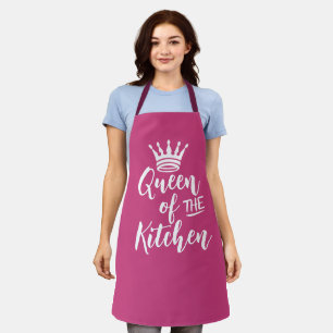 Queen of Kitchen Apron, Pink Personalized Mom Gift Apron