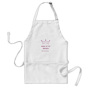 queen of kitchen mauve crown cook chef name adult apron