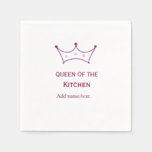 queen of kitchen mauve crown cook chef name napkins