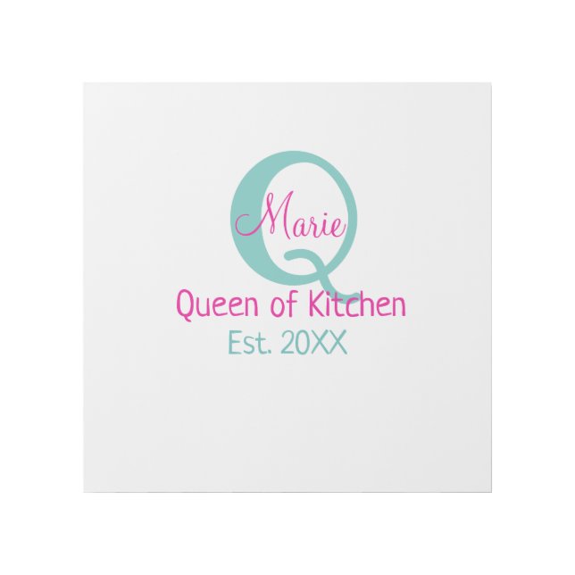 Queen of kitchen monogram green pink simple minima gallery wrap (Front)