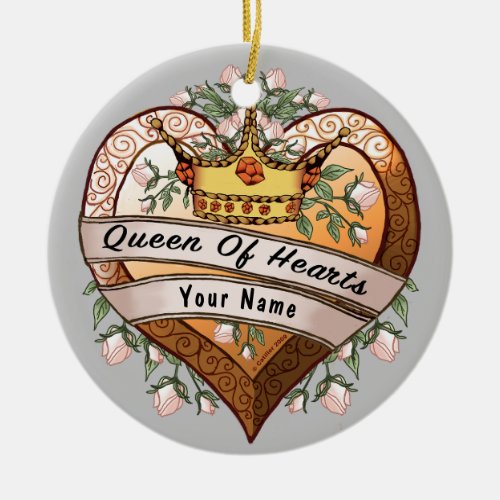 Queen of My Heart custom name Ceramic Ornament