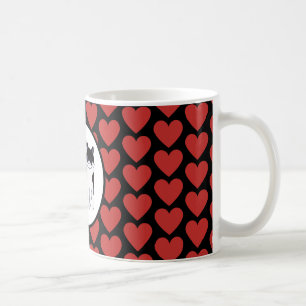 Queen of red hearts cat black white coffee mug
