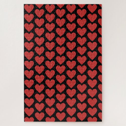 Queen of red hearts on black background 1000 piece jigsaw puzzle