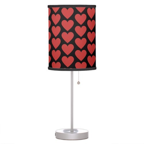 Queen of red hearts on black background  table lamp