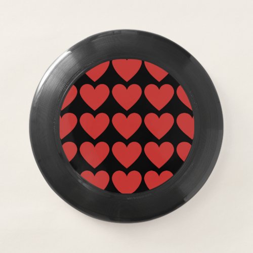 Queen of red hearts on black background Wham_O frisbee