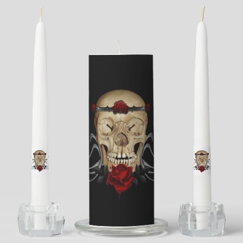Queen Of Roses _ Gothic Skull Unity Candle Set