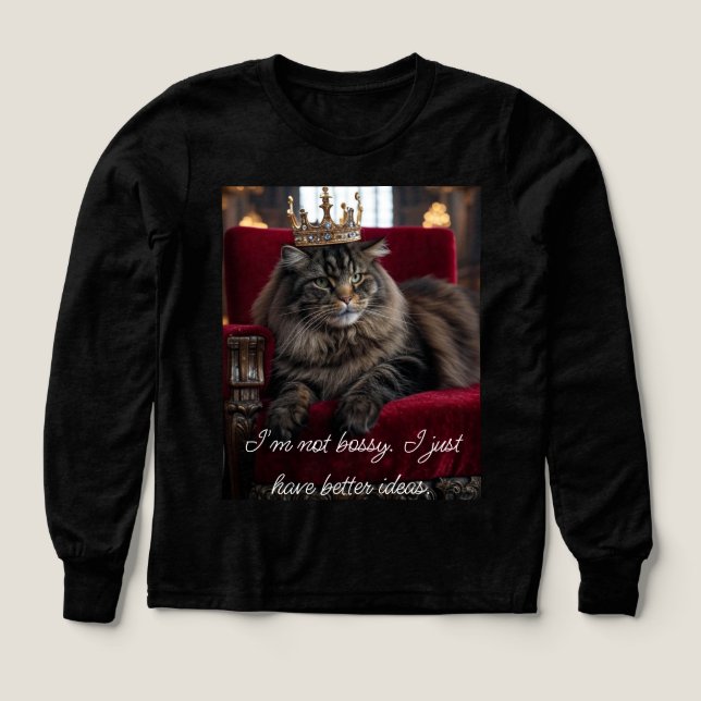 Queen of Sass: Bossy Cat Long Sleeve Tee (Design Front)
