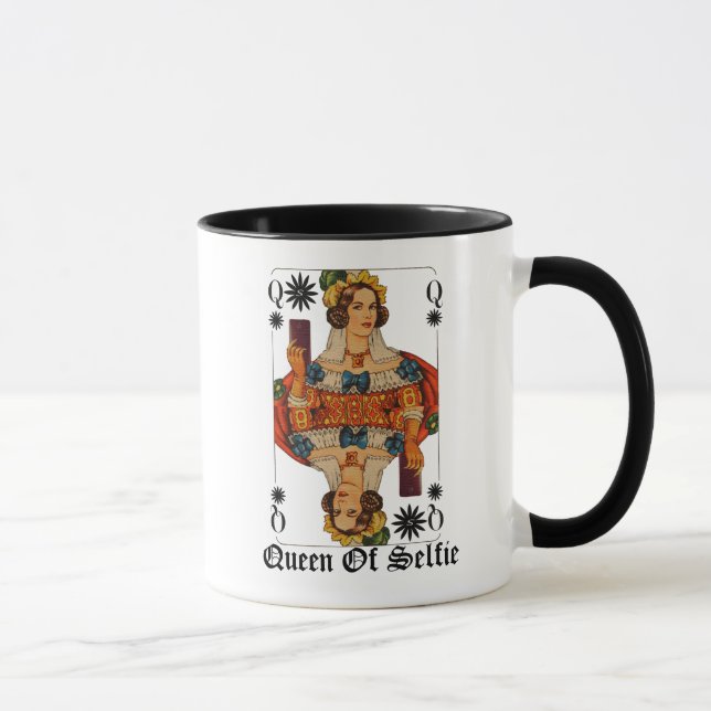 Queen of selfie funny card cover mug (Right)