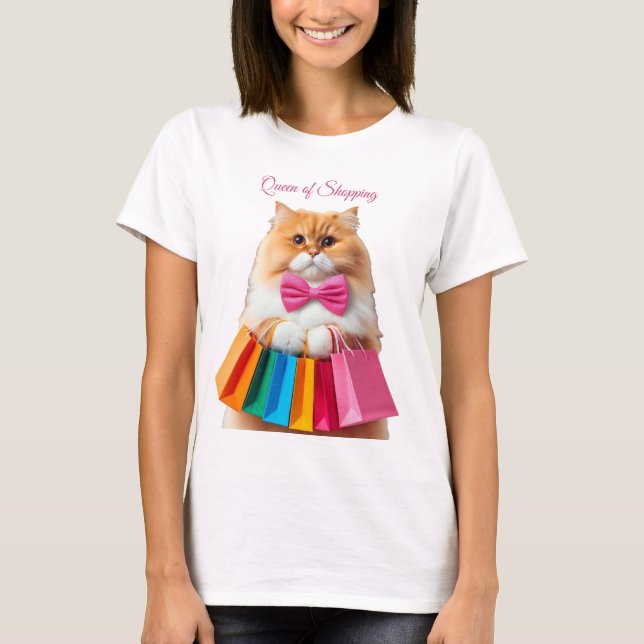 Queen of Shopping Cat T-Shirt (Front)