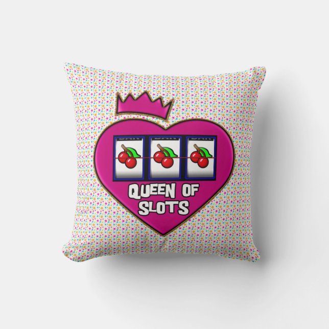 Queen of Slots Throw Pillow (Front)