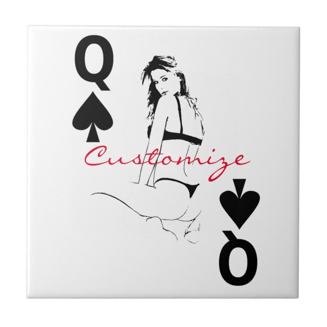 Queen of Spades Bikini Girl Thunder_Cove Ceramic Tile (Front)