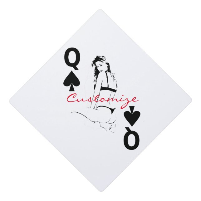 Queen of Spades Bikini Girl Thunder_Cove Graduation Cap Topper (Front)
