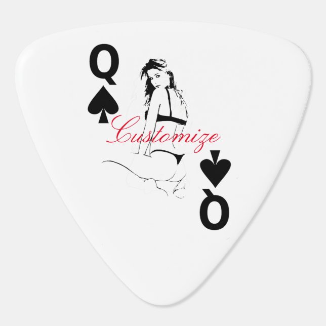 Queen of Spades Bikini Girl Thunder_Cove Guitar Pick (Back)