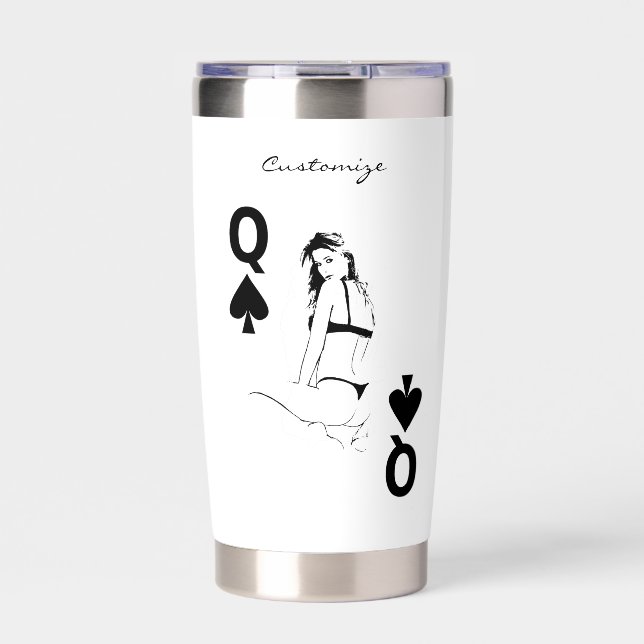 Queen of Spades bikini girl Thunder_Cove Insulated Tumbler (Front)