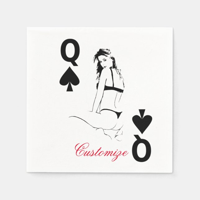Queen of Spades Bikini Girl Thunder_Cove Napkins (Front)