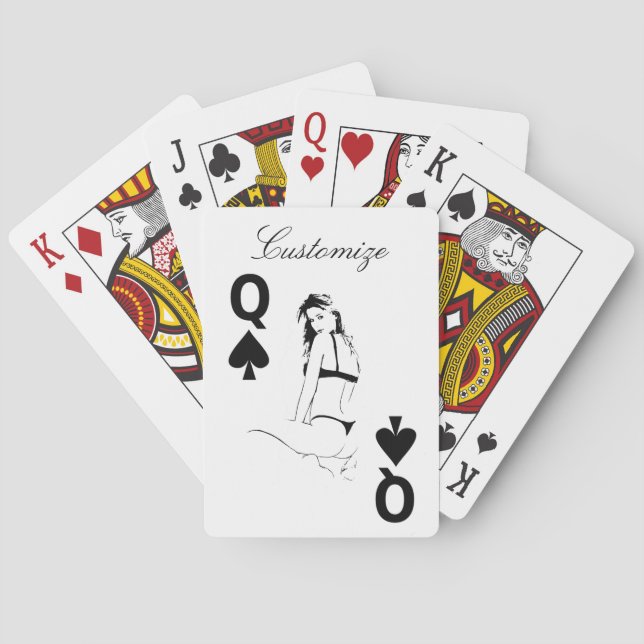 Queen of Spades Bikini Girl Thunder_Cove Poker Cards (Back)