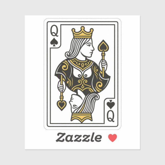 Queen of Spades — Black & Gold Sticker (Sheet)