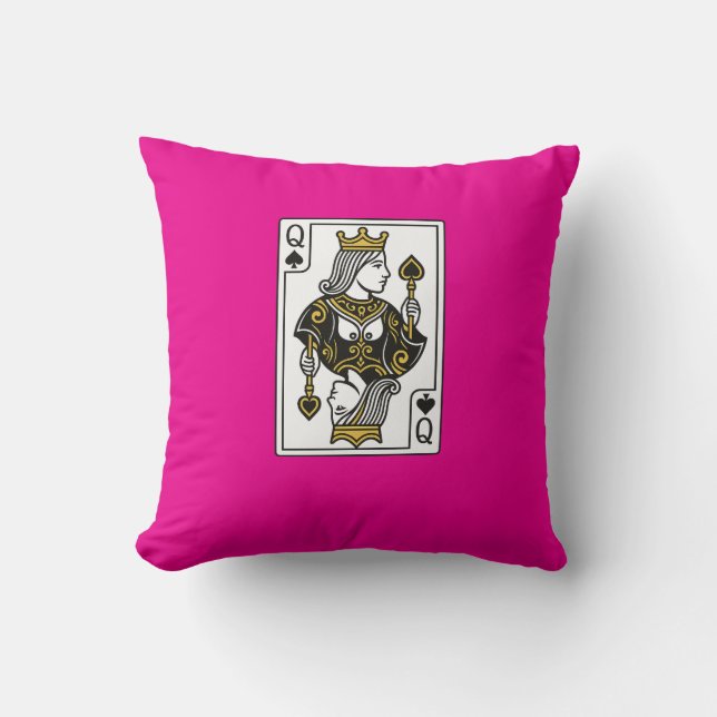 Queen of Spades — Black & Gold Throw Pillow (Front)