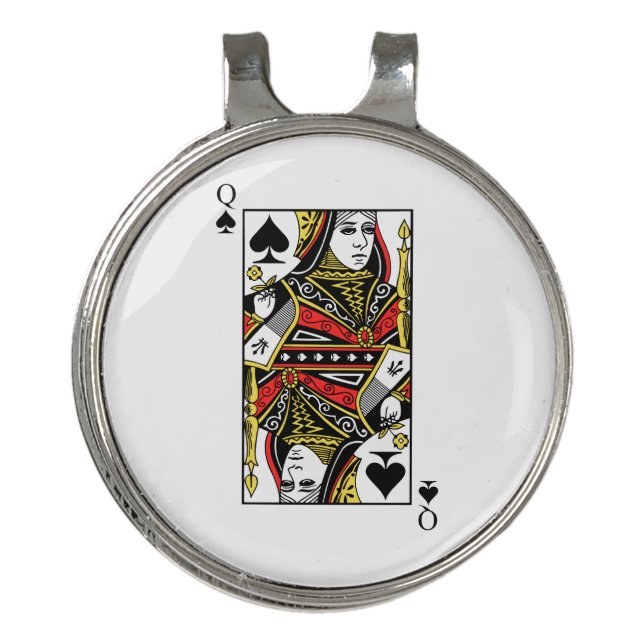 Queen of Spades Golf Hat Clip (Front)