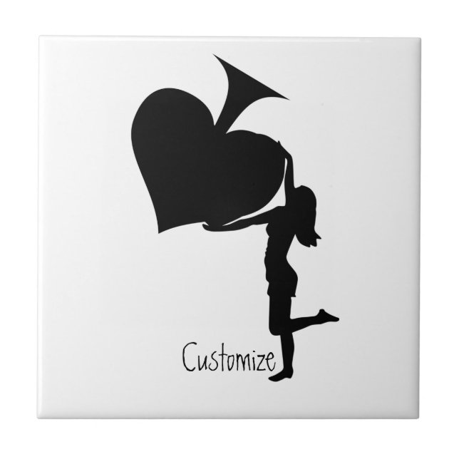 Queen of Spades Holding Black Ace Thunder_Cove Ceramic Tile (Front)