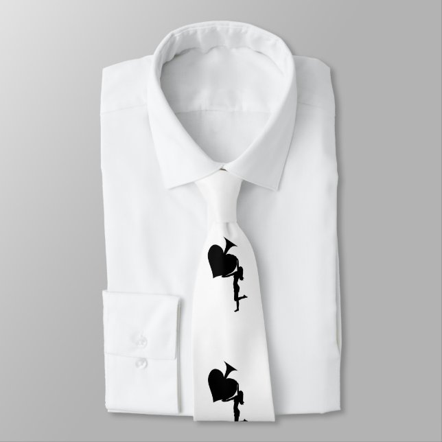 Queen of Spades Holding Black Ace Thunder_Cove Neck Tie (Tied)
