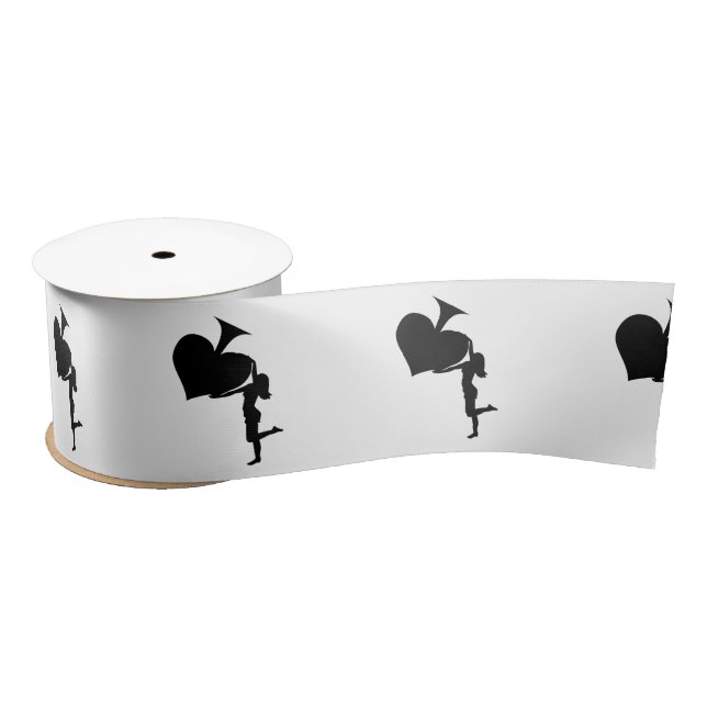 Queen of Spades Holding Black Ace Thunder_Cove Satin Ribbon (Spool)