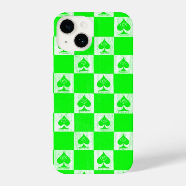 Queen of Spades iPhone Case Green Checkers QoS (Back)
