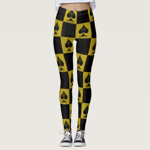 Queen of Spades Leggings Gold Checkers QoS Style