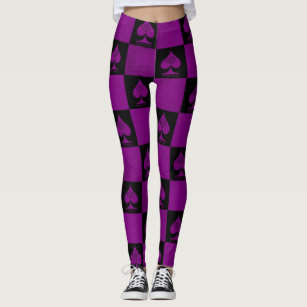 Queen of Spades Leggings Purple Checkers QoS Style