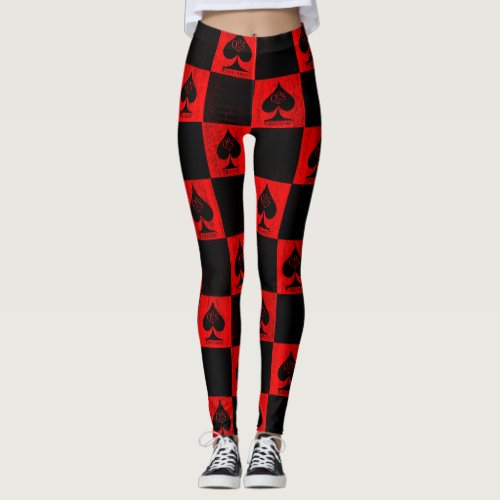 Queen of Spades Leggings Red Checkers QoS Style