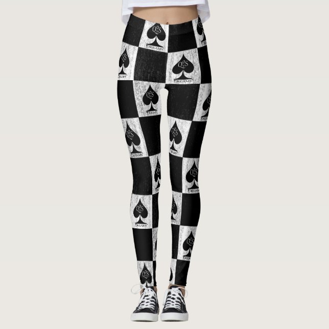 Queen of Spades Leggings White Checkers QoS Style (Front)