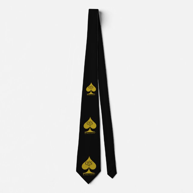 Queen of Spades Neck Tie Gold on Black QoS Dreams (Front)