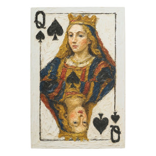 Queen of Spades Oil Painting Metal Print
