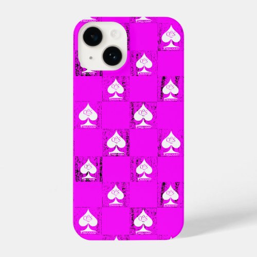 Queen of Spades Phone Case Pink White Checkers QoS