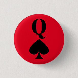 Queen of Spades - Playing Card Symbol Classic Button