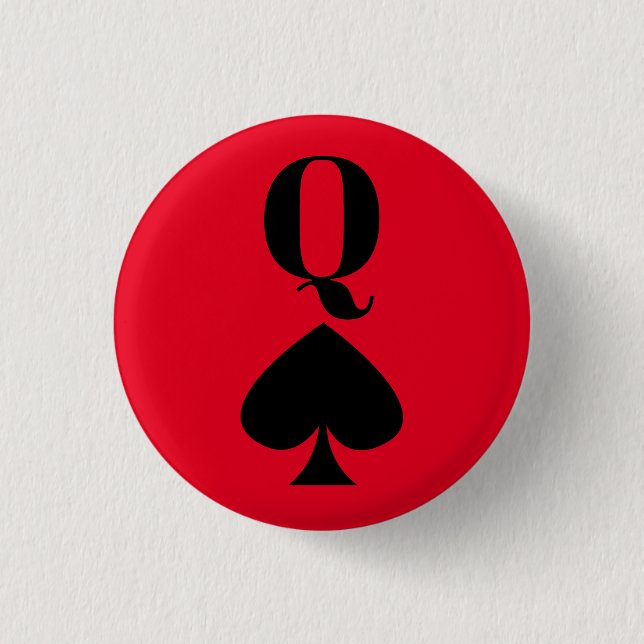 Queen of Spades - Playing Card Symbol Classic Button (Front)