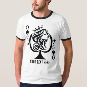 Queen of Spades playing card symbol with elegant T-Shirt