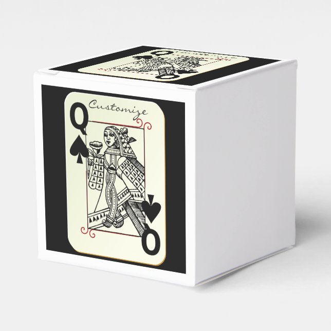 Queen of Spades playing card Thunder_Cove Favor Boxes (Front Side)