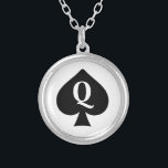Queen of Spades Silver Plated Necklace<br><div class="desc">queen of spades</div>