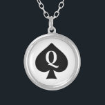 Queen of Spades Silver Plated Necklace<br><div class="desc">queen of spades</div>