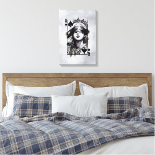 Queen of Spades (Style-5) Fine Art Drawing Canvas Print