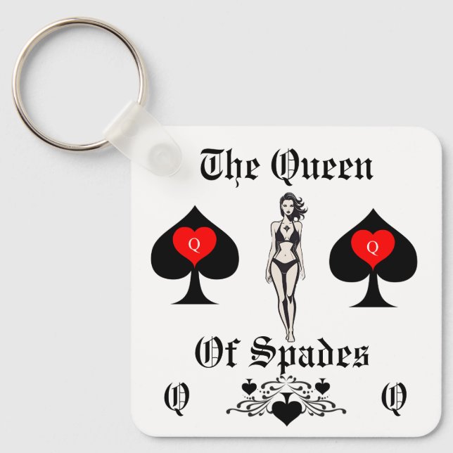 Queen of Spades Tarot Card Thunder_Cove Keychain (Front)