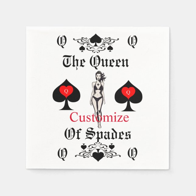 Queen of Spades Tarot Card Thunder_Cove Napkins (Front)